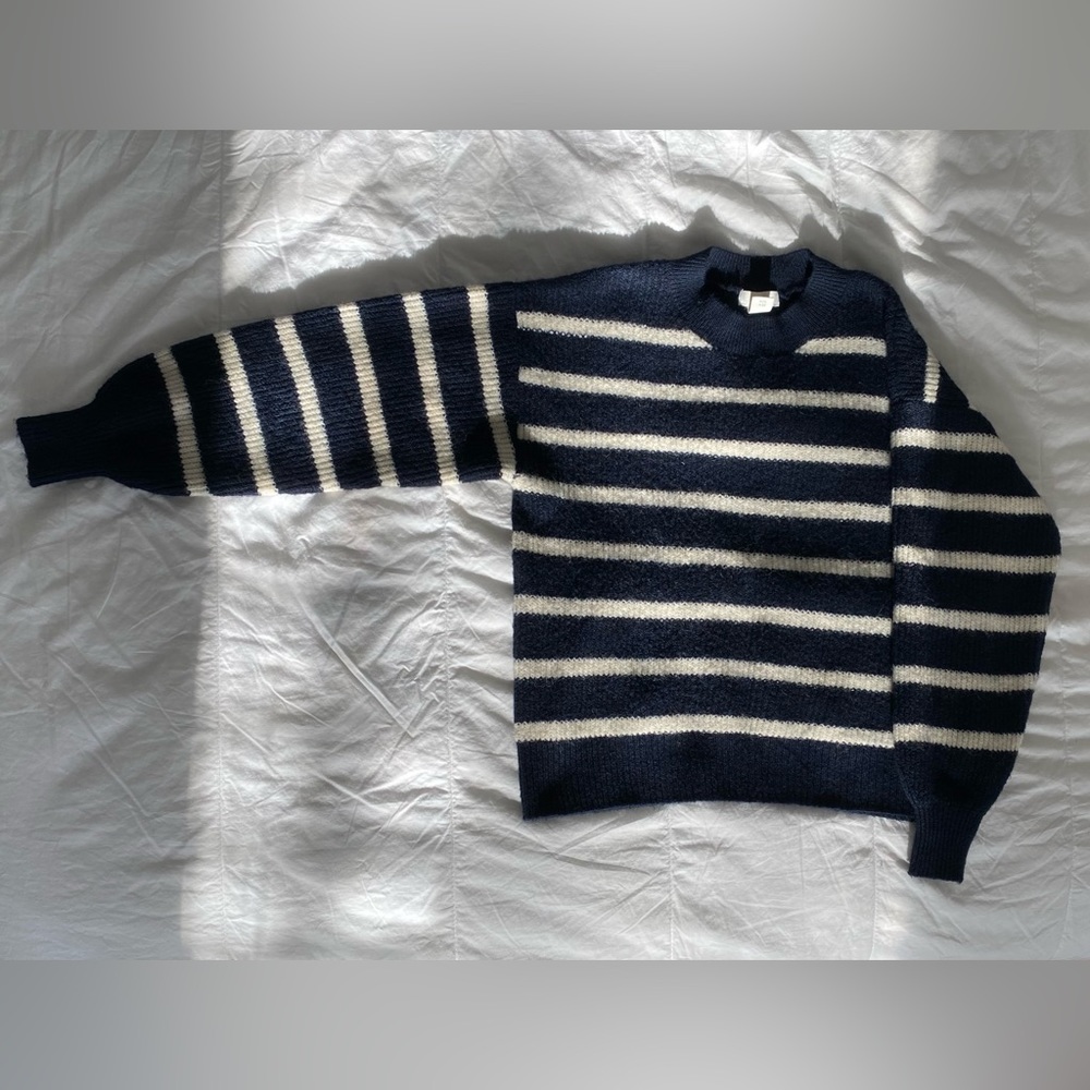 Navy and cream striped sweater